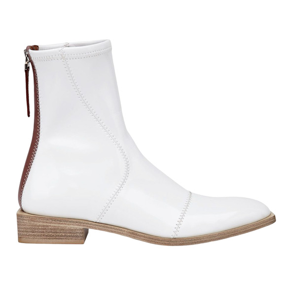 Fendi White Patent Neoprene Stretch Logo Sock Ankle Combat Chelsea Boot 36.5 - Picture 1 of 12